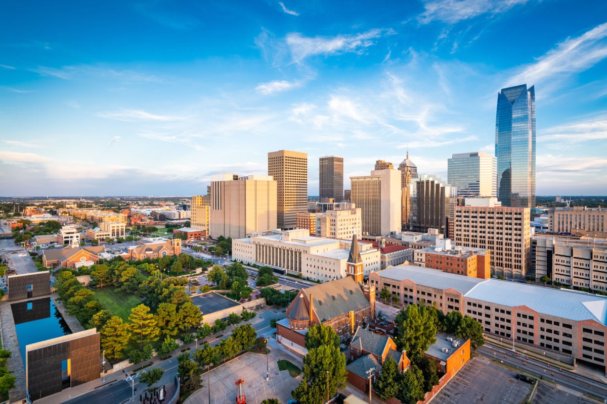 Oklahoma City skyline on  nice day