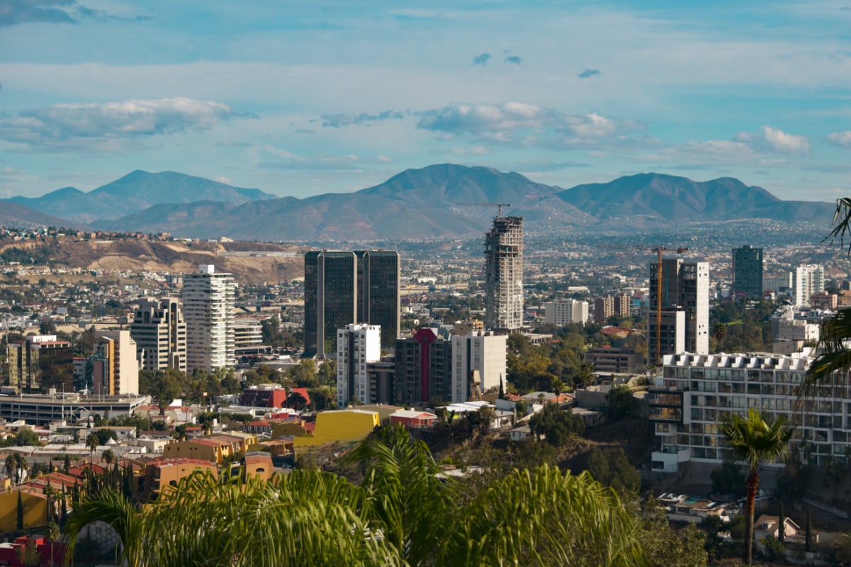 Tijuana skyline backdropped by mountains